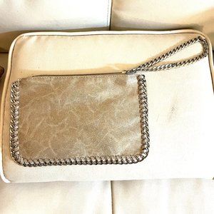 All Over Chain Vegan Leather Silver Wristlet